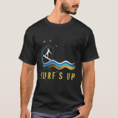 White Surfer Silhouette Surfen Abstrakt Surf Wave T-Shirt (Vorderseite)