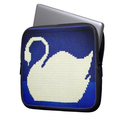 White Swan Artisan Crochet Print Electronics Bag Laptopschutzhülle (Vorderseite Links)