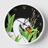 White Swan Black Round Clock Uhr (Vorderseite)