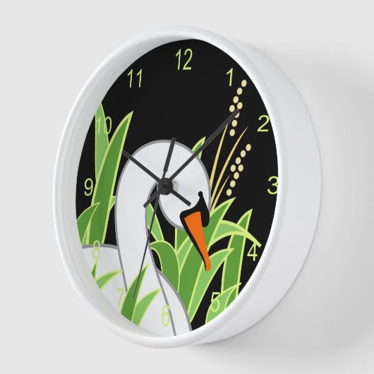 White Swan Black Round Clock Uhr (Winkel)