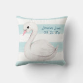 White Swan Blue Script personalize Boy Birth Kissen (Rückseite)