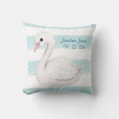 White Swan Blue Script personalize Boy Birth Kissen (Vorderseite)