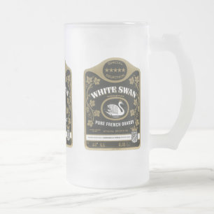 White Swan Brandy Vintag Liquor Label Tasse, Stein Mattglas Bierglas
