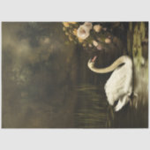 White Swan Dark Romantic Lake Floral Scene Seidenpapier (Vorderseite)