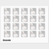 White Swan Elegant Gray Script Vielen Dank Quadratischer Aufkleber (Blatt)