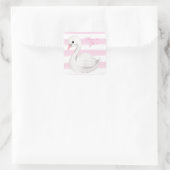 White Swan Elegantes Script Rosa Vielen Dank Quadratischer Aufkleber (Tasche)