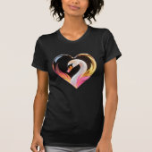 White Swan Heart Frame Neon Pop Art T-Shirt (Vorderseite)