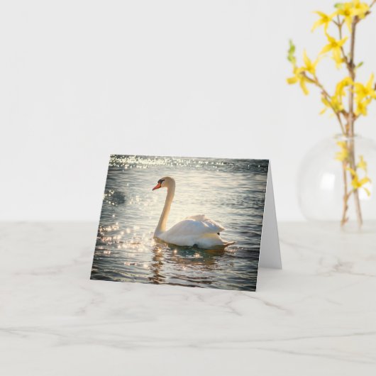 White Swan Karte (Gelbe Blume)