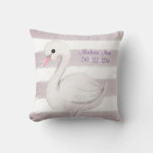White Swan Lila Script personalize Girl Birth Kissen (Vorderseite)