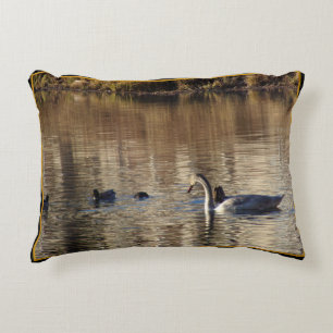 White Swan n Mallard Ducks Accent Pillow Dekokissen