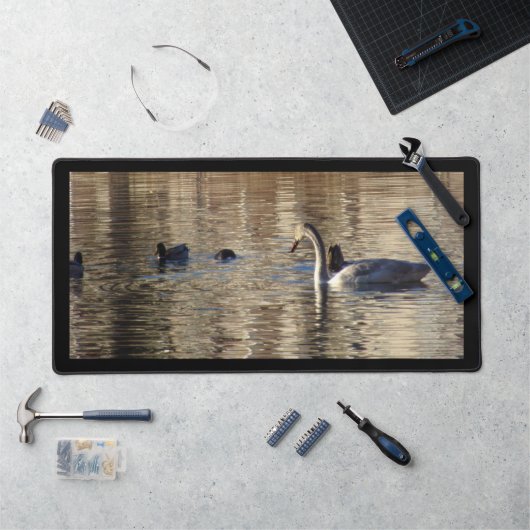 White Swan n Mallard Ducks Mat Schreibtischunterlage (Arbeitsplatz)