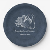 White Swan Navy Blue Pappteller (Vorderseite)