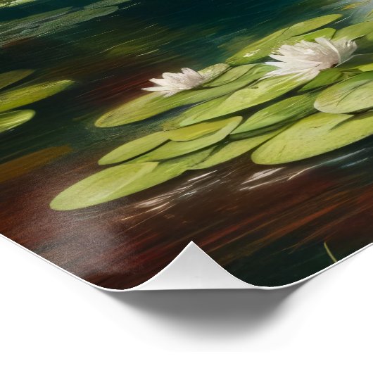 White Swan on Lake Impressionism Decoupage Poster (Ecke)