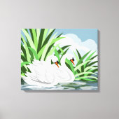 White Swan Pair Art Prints Leinwanddruck (Vorderseite)