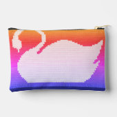 White Swan Pastel Rainbow Artisan Crochet Print Zubehörtasche (Rückseite)