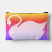 White Swan Pastel Rainbow Artisan Crochet Print Zubehörtasche (Vorderseite)