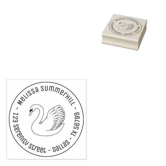 White Swan Round-Adresse Gummistempel (Stempel)