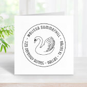 White Swan Round-Adresse Gummistempel