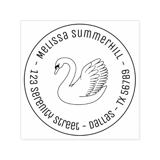White Swan Round-Adresse Permastempel (Design)