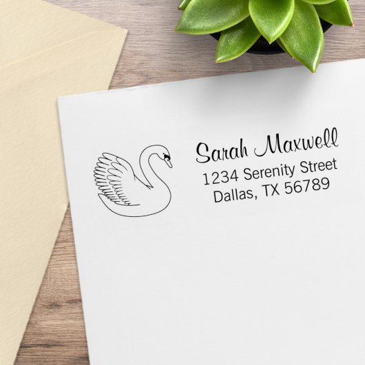 White Swan-Rücksendeadresse Gummistempel