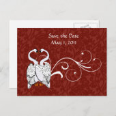 White Swan Save the Date Ankündigungspostkarte (Vorne/Hinten)