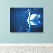 White Swan Schwimmen in einem Lago Canvas Print Leinwanddruck (Insitu (Holzboden))