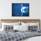 White Swan Schwimmen in einem Lago Canvas Print Leinwanddruck (Insitu (Schlafzimmer))