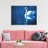 White Swan Schwimmen in einem Lago Canvas Print Leinwanddruck (Insitu (Wohnzimmer))