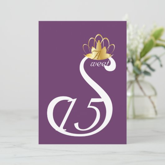 White Swan Sweet Fünfzehn Coronation_ Anpassen Einladung (Stehend Vorderseite)