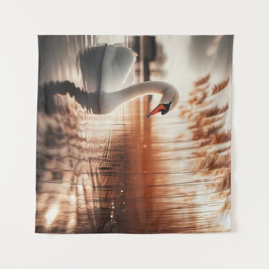 White Swan Tapestry Wandteppich (Vorderseite (Horizontal))