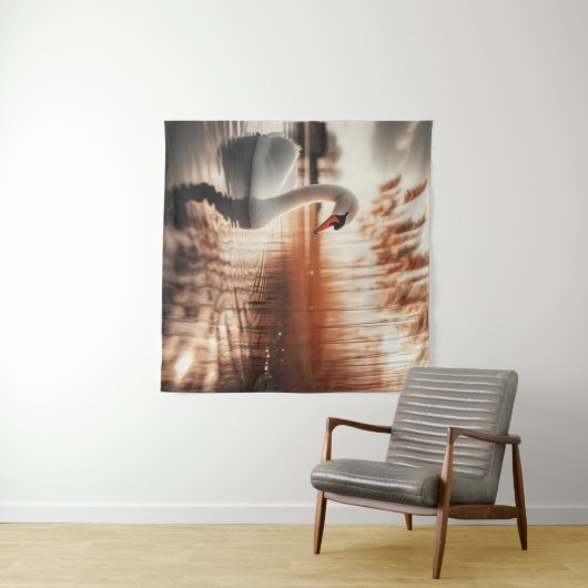 White Swan Tapestry Wandteppich (Beispiel (Horizontal))