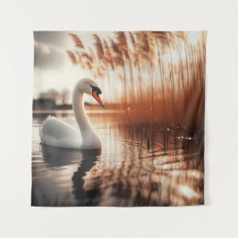 White Swan Tapestry Wandteppich