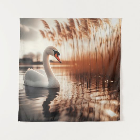 White Swan Tapestry Wandteppich (Vorderseite)