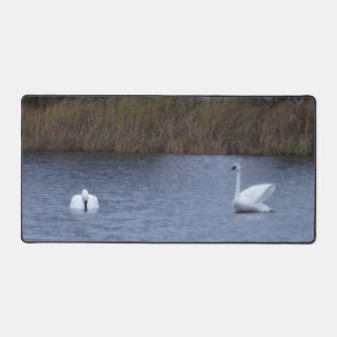 White Swans Desk Mat Schreibtischunterlage