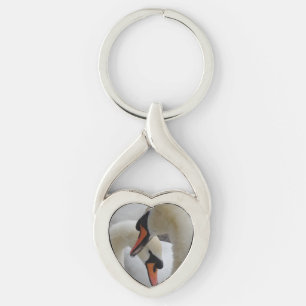 White Swans Heart Keychain Schlüsselanhänger