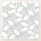 White Swans Lake Nahtloses Tapete Glasuntersetzer (Rückseite)