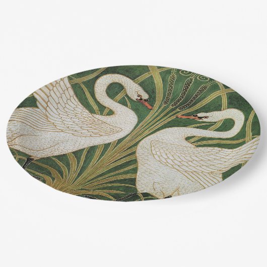 White Swans Rush Walter Crane Illustration Pappteller (Schrägansicht)