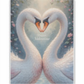 White Swans Valentine Romantic Love Birds Aufkleber (Vorderseite)
