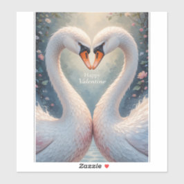 White Swans Valentine Romantic Love Birds Aufkleber