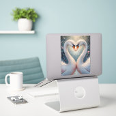 White Swans Valentine Romantic Love Birds Aufkleber (Laptop auf Schreibtisch)