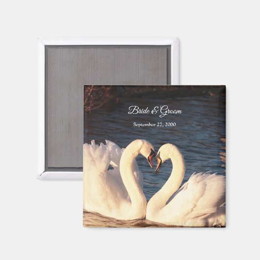 White Swans Wedding Magnet (Vorderseite/Rückseite)