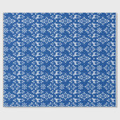 White Swedish Dala Horse Blue Holiday Gift Wrap Geschenkpapier (Flach)