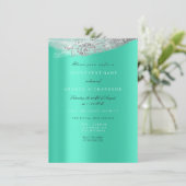 White Sweet 16. Bridal Dress Gray Mint Diamond Einladung (Stehend Vorderseite)