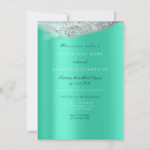 White Sweet 16. Bridal Dress Gray Mint Diamond Einladung (Vorderseite)