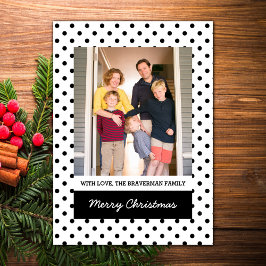 White Sweet Polka Dot Holiday Foto Flat Card Feiertagskarte