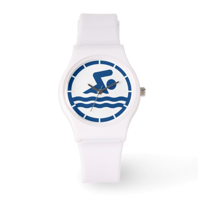 White Swim Coach Schwimmen Decal Armbanduhr (Vorderseite)