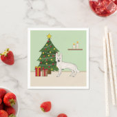 White Swiss Shepherd GSD Dog Grüner Weihnachtsbaum Serviette (Beispiel)