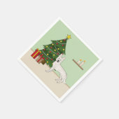 White Swiss Shepherd GSD Dog Grüner Weihnachtsbaum Serviette (Ecke)