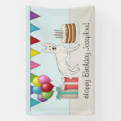 White Swiss Shepherd GSD farbenfrohe Happy Birthda Banner (Vertikal)