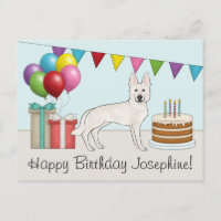 White Swiss Shepherd GSD farbenfrohe Happy Birthda